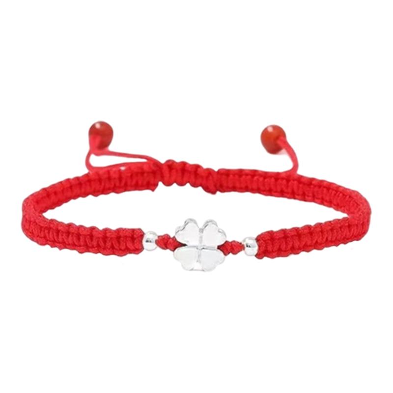 Handmade Woven Four Leaf Clover Adjustable Rope Bracelet Women Red Thread Bracelets for Women Lucky Accessories Gifts
