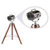 Silver Nickel Plated Aluminum Tripod Floor Lamp with Brown Wooden Tripod, Wooden Tripod Floor Lamp for Home and Office Spotlight Floor Lamp