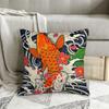Koi Fish Pond Japanese Style Art Polyester Cushion Cover For Home Garden Decorative Breathable Coussincase