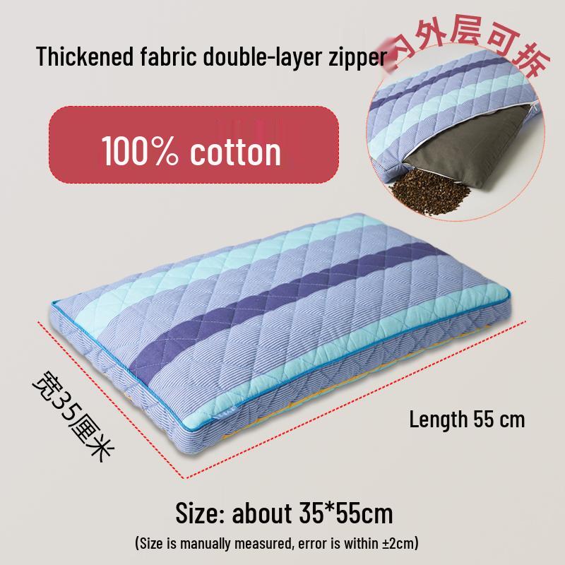Наволочка для подушки с гречневой лузгой: Чистый хлопок, Двойная молния, Утолщенный, Безопасный для детей мешок для наполнителя подушки, Домашний текстиль.