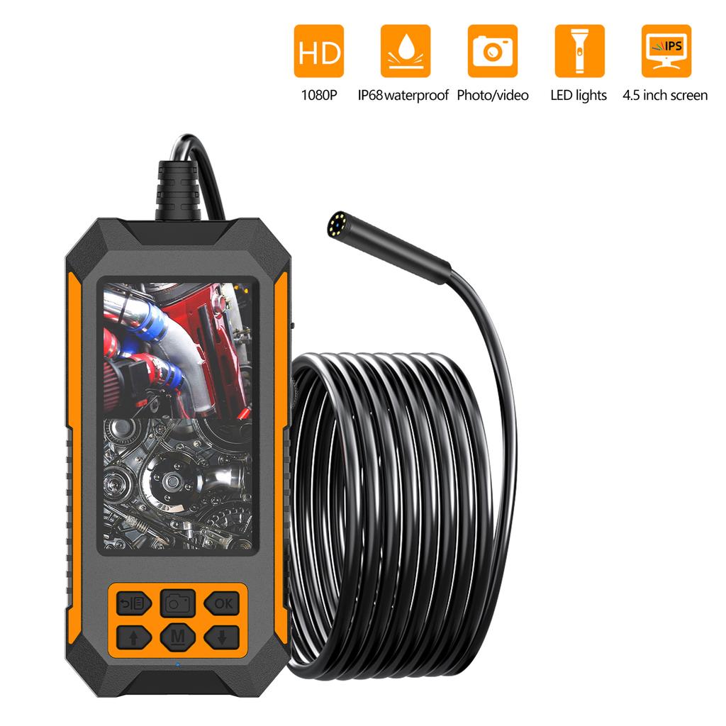 Industrial Endoscope, 1080P HD Borescope Tools with 4.5  IPS Screen and 8 Adjustable LED Lights, Endoscope with 33FT
