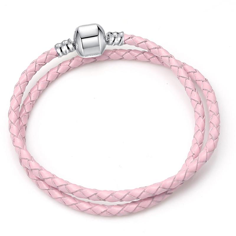 BAOPON White/Black Leather Chain Charm Bracelet Fits DIY Beads Bracelet for Women Lover Men Jewelry Gift