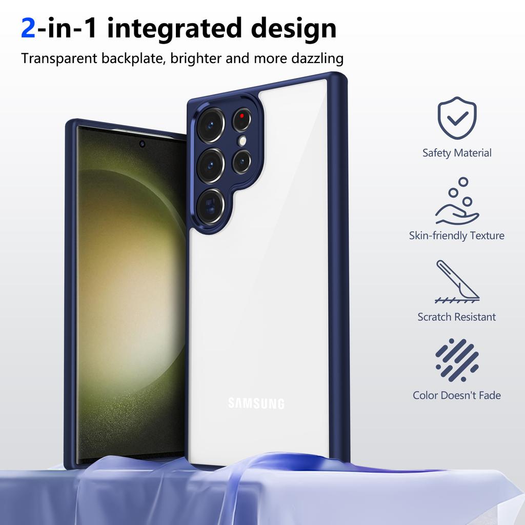 Чехол для Samsung Galaxy S23 Ultra Матовый Skin Touch Прозрачный PC + TPU Ударопрочная Задняя крышка телефона