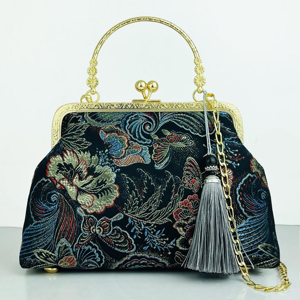 Fashion Silk Bag Tote Shoulder Crossbody Chain Women Handbag Embroidery Chinese Cheongsam Female   Bags Clutch Purse