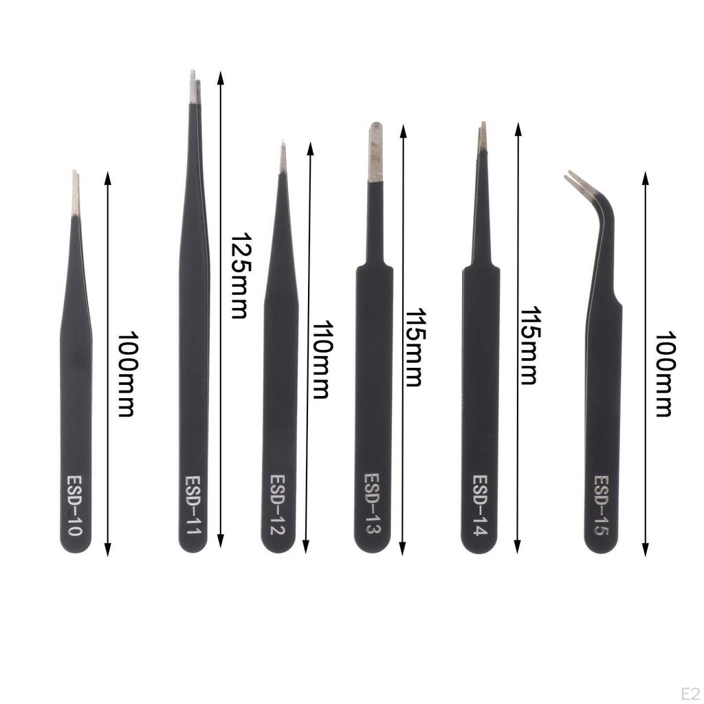 6 Pieces Craft Tweezers Set Precision Nail Decor High Industrial