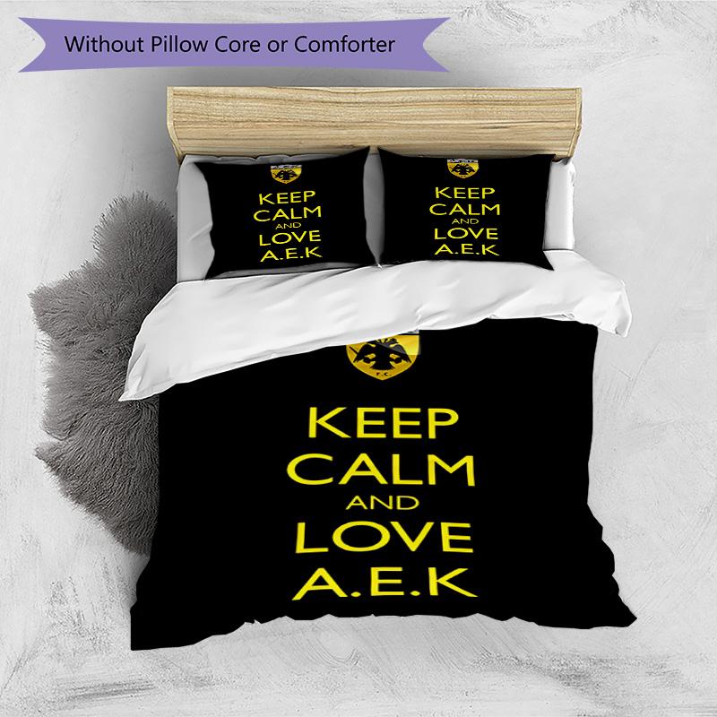 3pcs Duvet Cover Set (1*Duvet Cover + 2*Pillowcase, Without Core), AEK Athens FC Print Bedding Set, Bedroom Decor, All‑Season, Birthday Gift