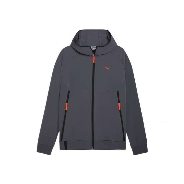 Puma Удобный кардиган с капюшоном и длинными рукавами на молнии с цветными блоками, верхняя одежда унисекс, цвет Galaxy-Gray 626178-69