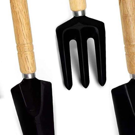 Набор садовых инструментов из углеродистой стали, совок с деревянной ручкой, прочные ручные грабли, вилка с сумкой для хранения, подарки для садоводов-любителей