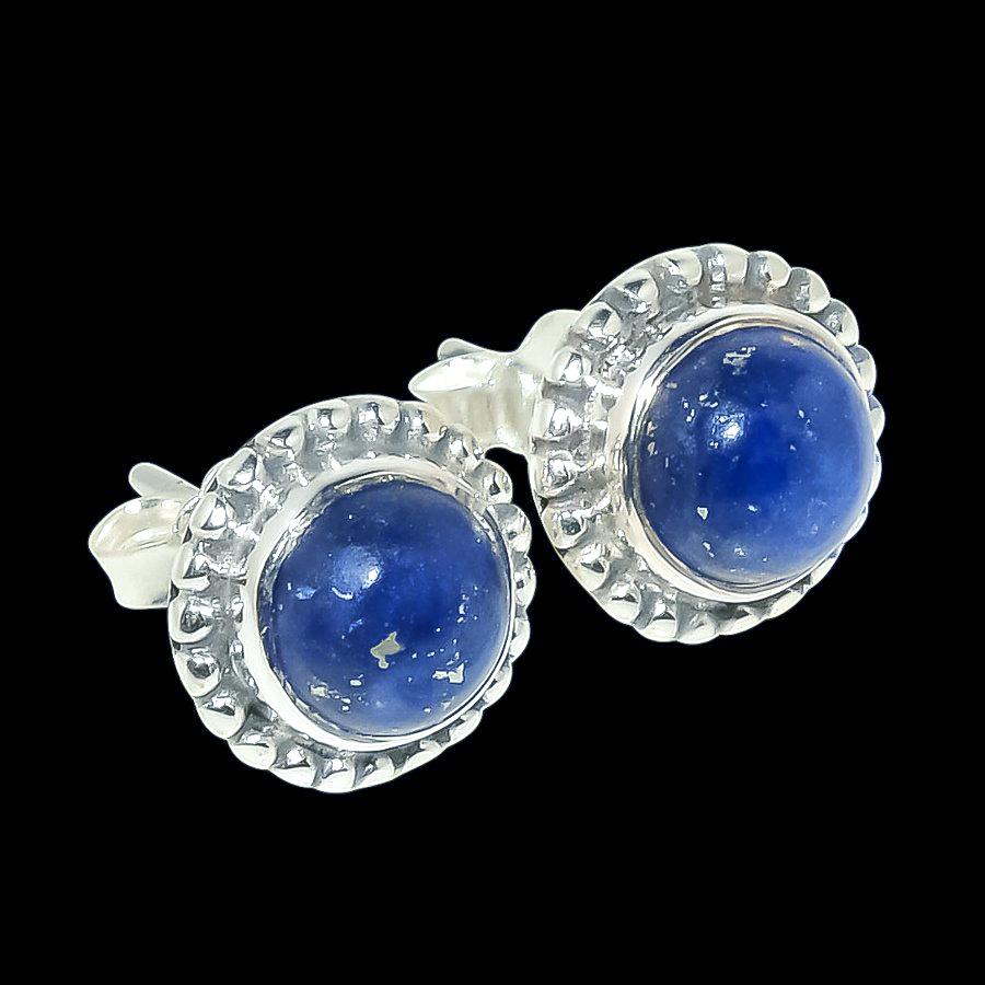Natural Lapis Lazuli Gemstone 925 Solid Sterling Silver Gift Stud Earrings O1z34