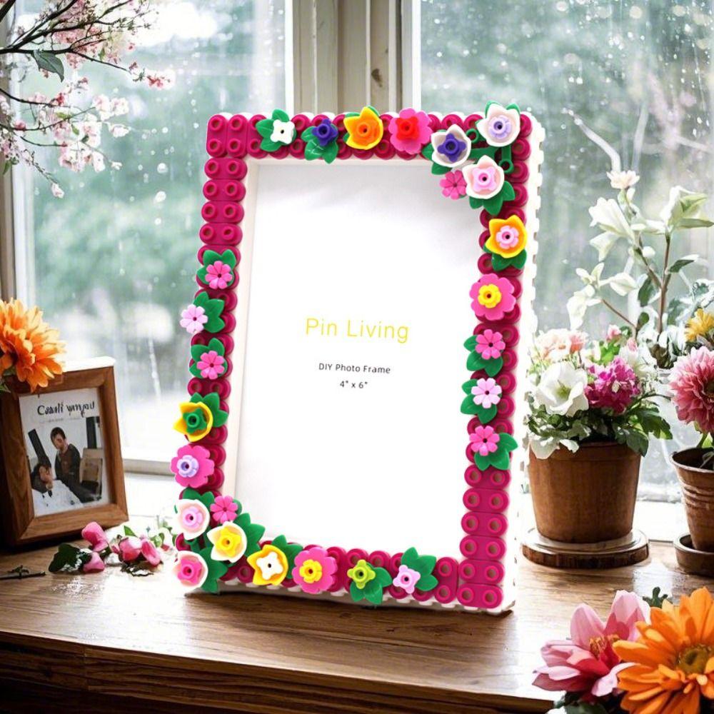 Color Block DIY Photo Frames Handmade Wall Photo Holder Flower Picture Frame  Family Activity Gift