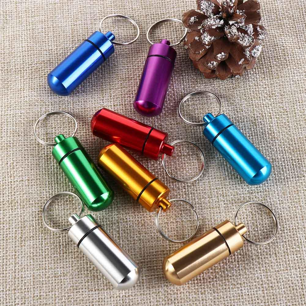 Хранение Алюминий Цинк Цинковый сплав Брелок Контейнер Открытый Флакон для лекарств Флакон для таблеток Мини-баночка для лекарств