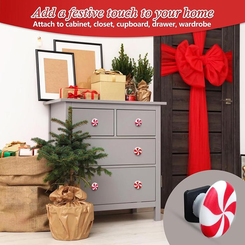 WTEMPO Рождественские декоративные накладки на ручки шкафа Рождественский декор Ручки Силиконовые Красные Накладки-кнопки Защитные чехлы для ручек дверей для кухни Спальни Ящика