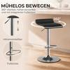 Bar Stool 360 degrees Swivel Bar Chair with Silver Steel Frame, Height-Adjustable Kitchen Chair with Footrest, Black