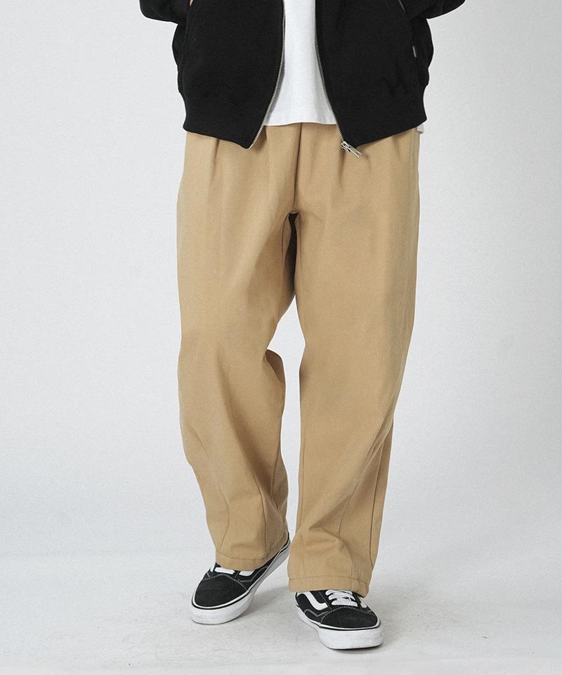 UNDEROFF Loose Fit Elastic Cotton Fleece-Lined Pants Black