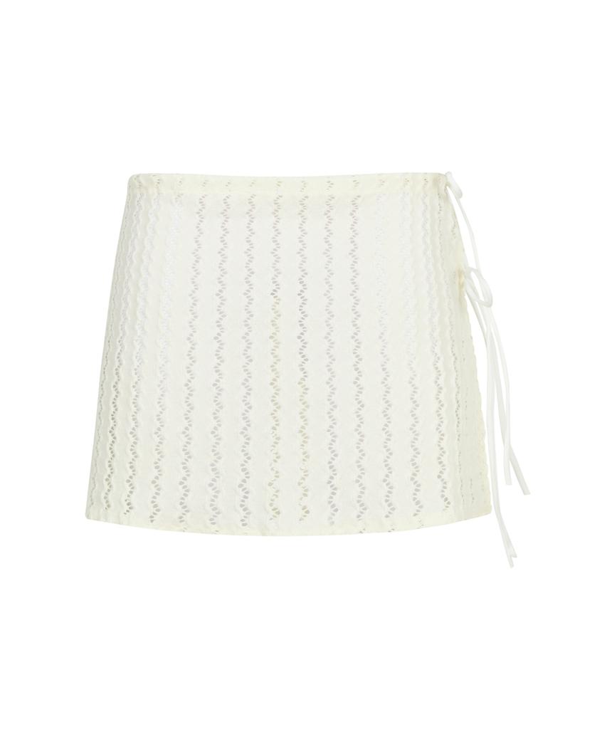 Siest Wave Short Wrap Skirt Ivory