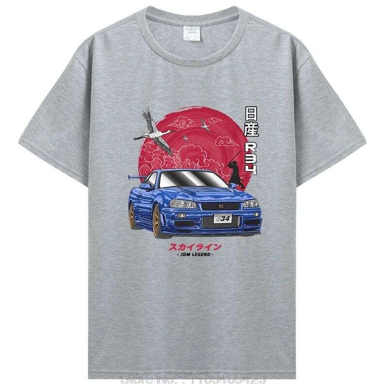 Хлопковая рубашка Initial DT, унисекс, женская футболка Harajuku, эстетическая футболка большого размера, забавная футболка с автомобилем JDM LEGEND, футболка Skyline R34