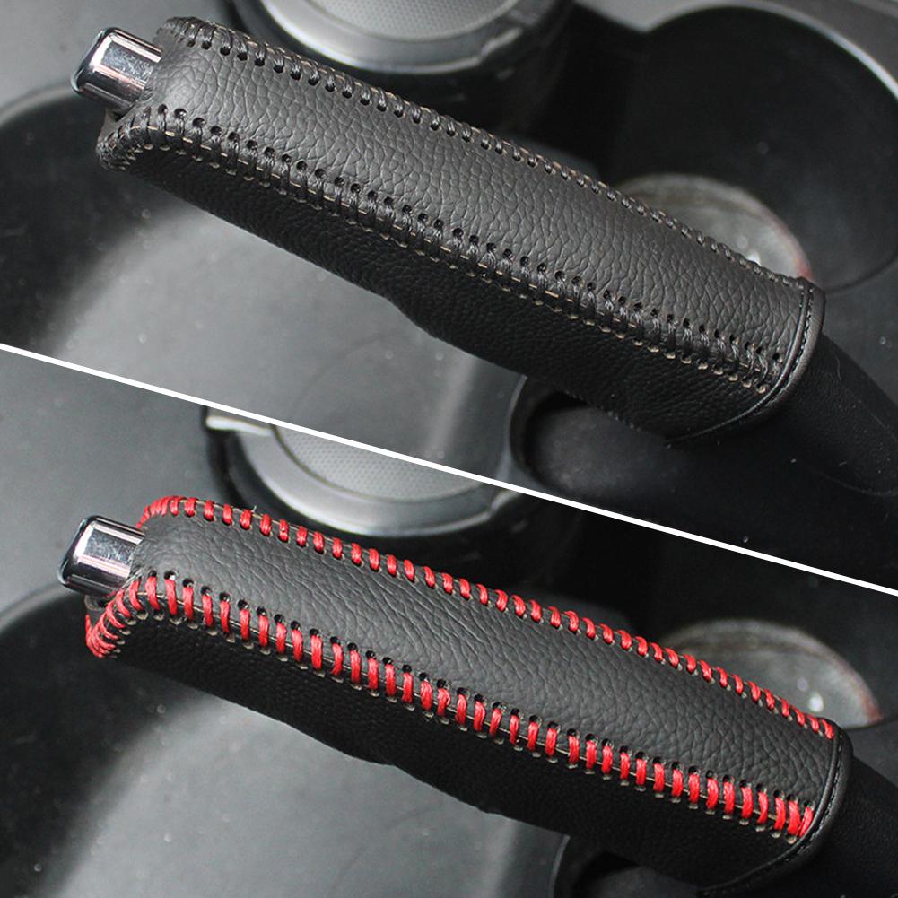 Car PU Leather Hand Brake Anti-Skid Auto Parking Brake Car Gears Handbrake Cover Shift Lever Cover Collars Handbrake Cover