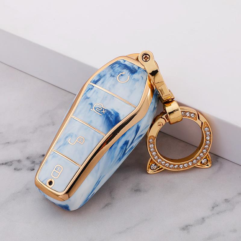 TPU Premium Soft Car Key Case Cover Shell for BYD Song Plus Qin DMI Han EV Yuan Pro Tang ATTO 3 Key Rings Keychain Bag Accessory