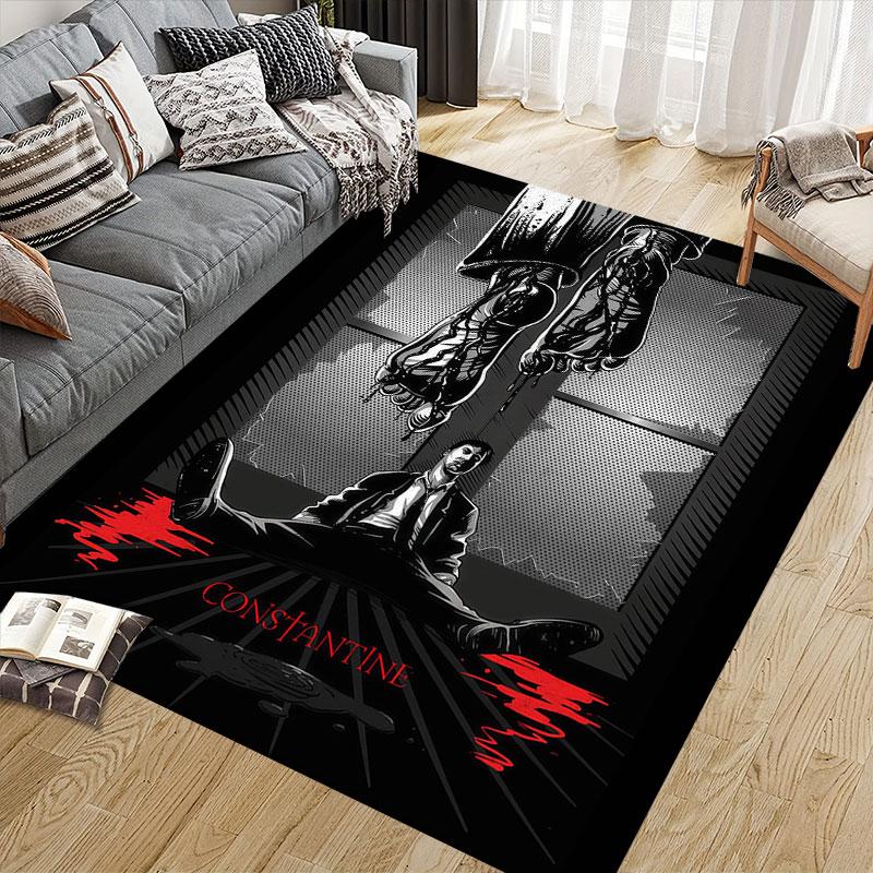 Constantine Flannel Printed Carpet, Home Sofa Decoration for Living Room & Bedroom, Non‑Slip Play Flannel Floor Mat for Game Room