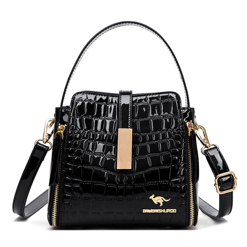 Женская сумка из крокодиловой лакированной кожи, ПУ, женская сумка среднего возраста, одно плечо, сумка-тоут через плечо для матери