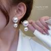 925 Silver Retro Hepburn Large Pearl Earrings for Brides - Elegant French-Style Stud Jewelry