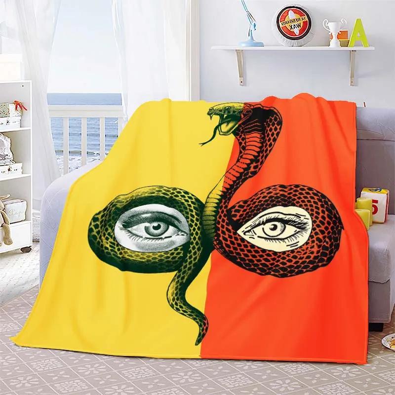 Cobra Theme Blanket Animal Print Flannel Blanket Soft Comfort Blanket Bedroom Living Room Decorative Blanket