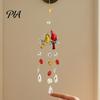 Indoor Outdoor Hanging Decor Cardinals Faux Crystals Suncatcher, Sun Catcher for Windows, Bird Wind Glass Patio Chimes with Chain, Prism Rainbow Maker