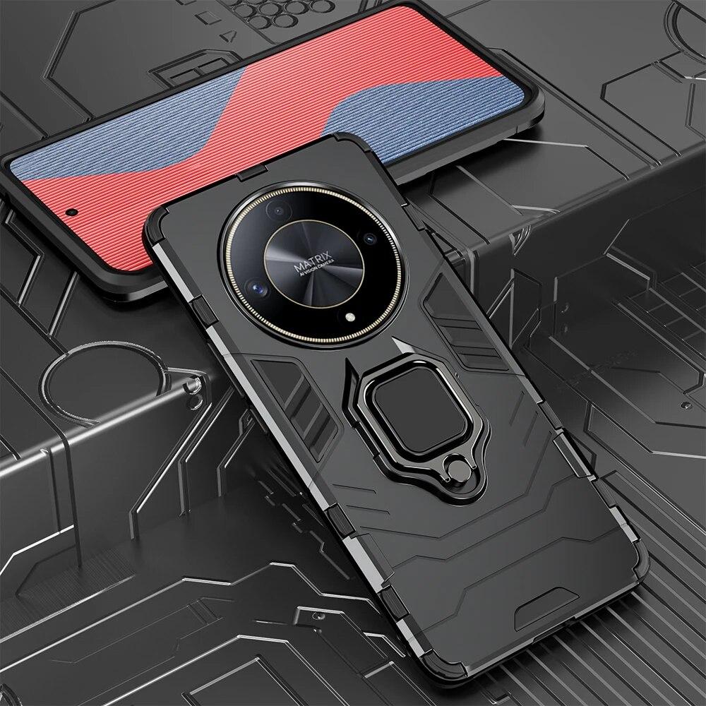KEYSION Противоударный защитный чехол для Honor X9b 5G X9A, силиконовый + ПК, металлическое кольцо-подставка, чехол для телефона для Huawei Magic 6 5 Lite 5G