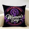 International Women's Day Cushion Cover Durable Hypoallergenic Organic Linen Pillow Cover Short Size Washable Skin-Friendly