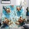 Sea water puppy kitten Print Flannel Blanket,High quality Comfortable for All Seasons,Home Decor,Warmth and Comfort,Perfect for Christmas Gifts