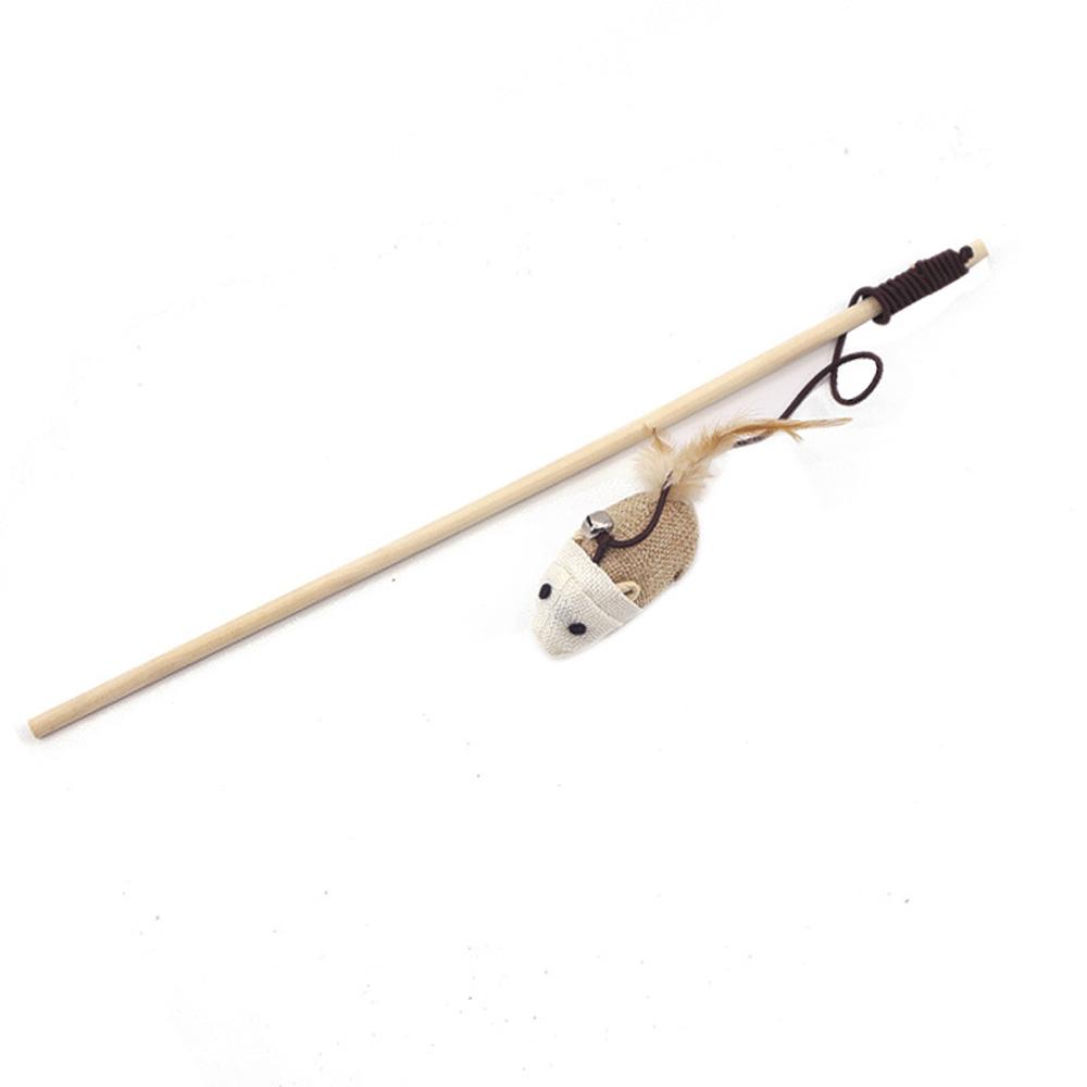 Kitten Feather Scratching Mouse With Mini Bell Tease Cat Rod Cat Toy Pet Supplies Interactive Stick