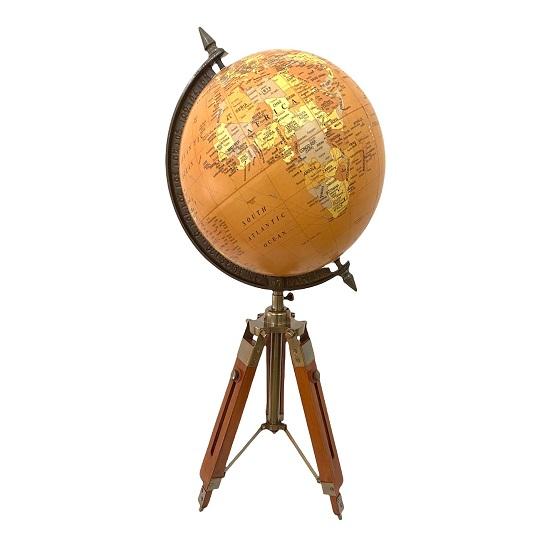 Декоративная карта мира, глобус, орнамент с деревянной подставкой-треногом/образовательный глобус/декор для офисного стола