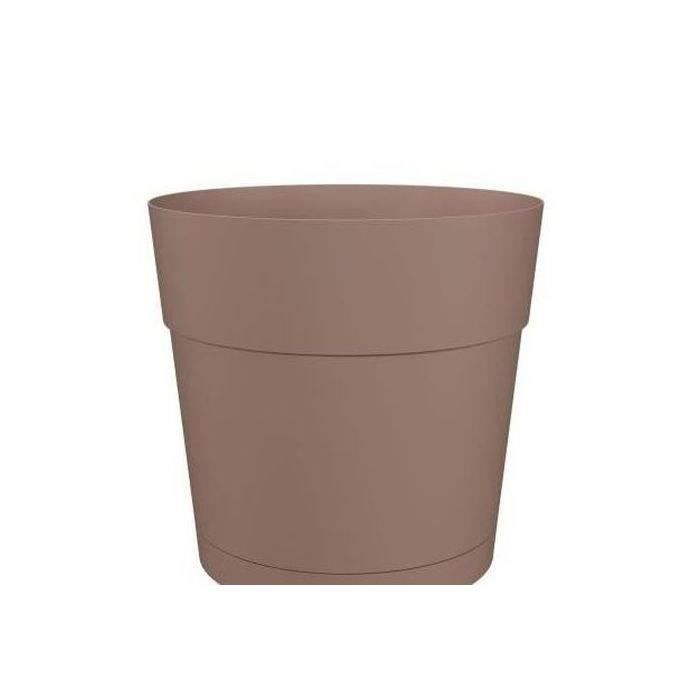 ARTEVASI Pot de fleurs rond CAPRI LARGE - Plastique - Réservoir d'eau - diamètre 35 cm - Taupe - L 34,6 x P 34,6 x H 33,2 cm