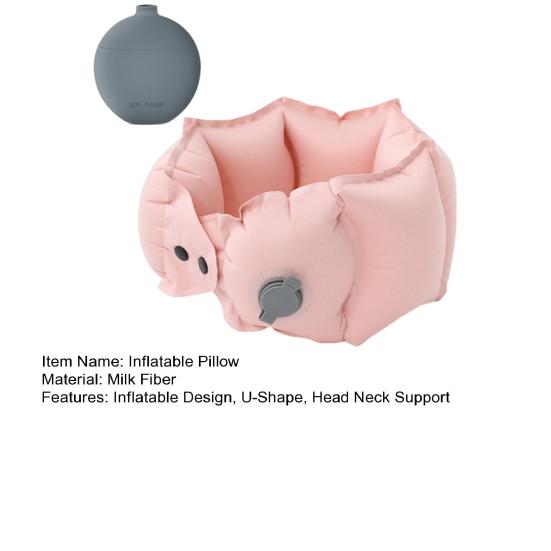 Надувная U-образная подушка для шеи Портативная Надувается нажатием Эргономичная Поддержка головы и шеи Сверхлегкая Автомобильная Авиационная Поездная Для путешествий на открытом воздухе Шейная подушка