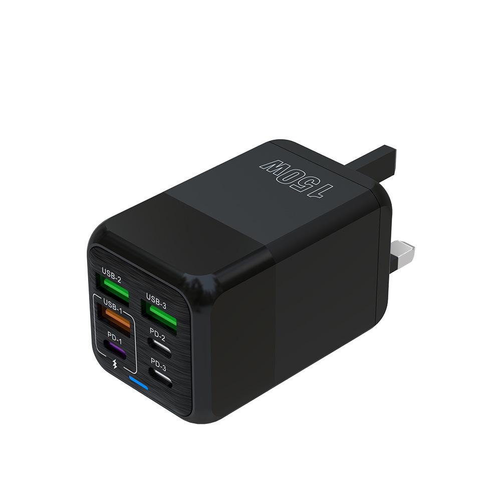 Многопортовое зарядное устройство мощностью 150 Вт: 3 порта USB + 3 порта PD, универсальный адаптер для зарядки мобильных устройств 6-в-1, 5 В/3 А