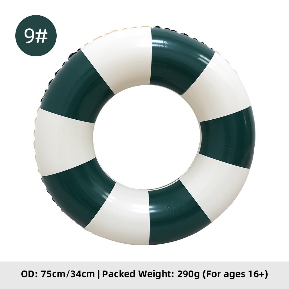 Summer Multicolor Striped Inflatable Swim Ring Thick PVC Leakproof Portable Foldable Pool Float Swimming Circle for Adults Kids