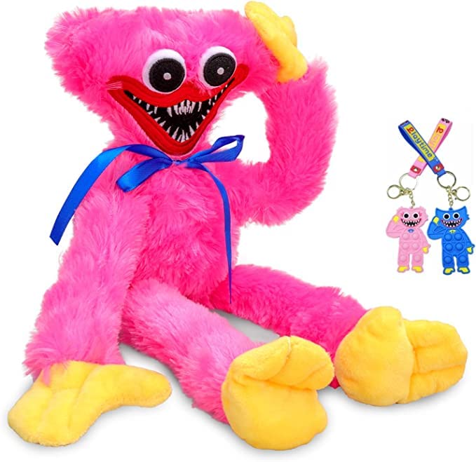 Plush Toy Huggy Woggy Christmas Soft Scary Funny Horror Doll Gift Manga Poppy Hug Game Halloween Decoration Playtime Christmas Gift 40cm (Blue & Pink)