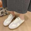 College Style Beige Bag Head Lazy Shoes New One-pedal Little White Shoes Student Lace-up Versatile Platform Slippers