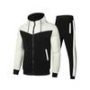 Мужской костюм из двух частей с цветными блоками, капюшоном, молнией, дышащая повседневная куртка и повседневный ремень, спортивный