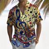 3D Музыкальный Символ Принт Гавайские Рубашки для Мужчин Рубашка С Коротким Рукавом Летняя Пляжная Повседневная Мужская Одежда Свободные Большие Мужские Рубашки Топы