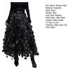Women Maxi Skirt Retro A-Line Large Hem Skirt Solid Color 3D Dot Decor High Waist