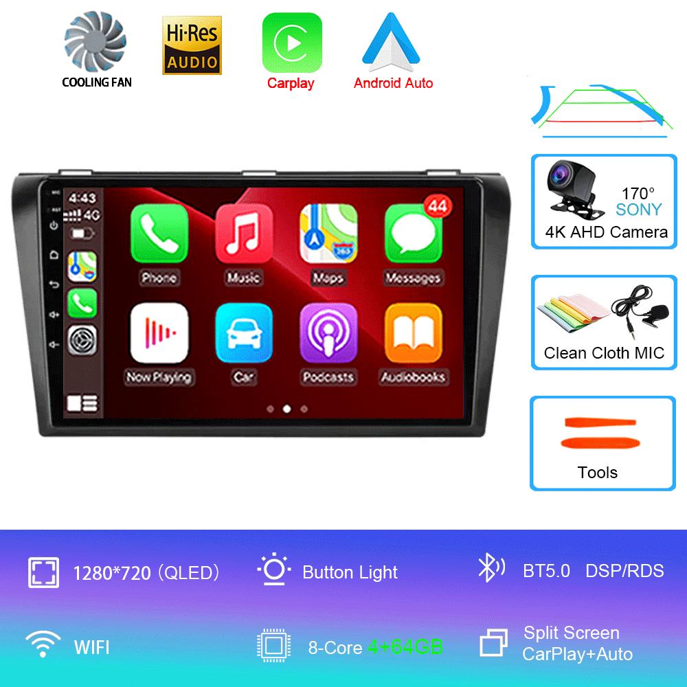 Android 14 видеоплеер автомобильный радиоприемник для Mazda 3 2004 -2009 2din с BOSE мультимедийный проигрыватель Carplay стерео GPS головное устройство