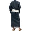 Мужской комплект юката из двух предметов Kyoto Kimono Yuzen, черный хлопок с плетением сидзира, квадратный оби на липучке, цвет чернил (Вертикальные полосы), Размер M
