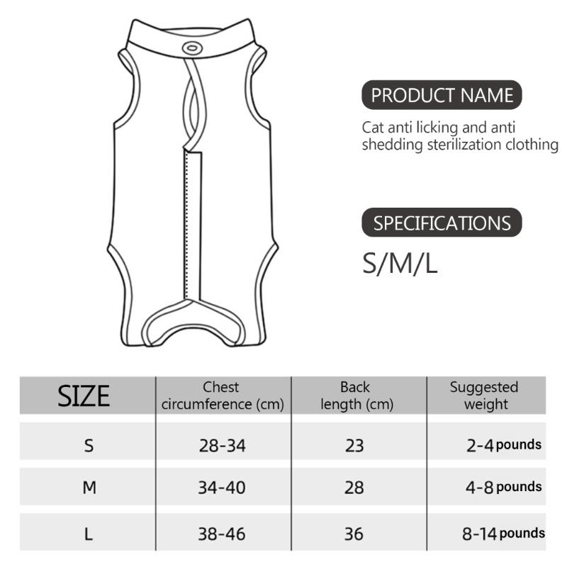 Pet Surgical Recovery Overall Recovery Suit Professional Pet Post-Surgeries Jumpsuits for Small Medium Large Cats