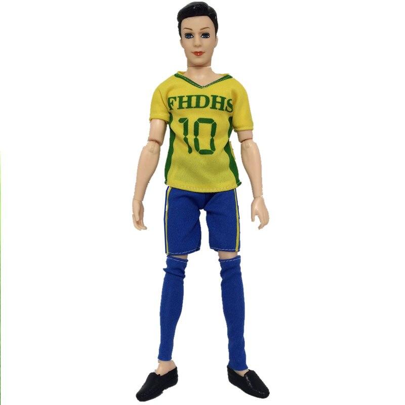 1 комплект, спортивная одежда для футбола 1/6, одежда для куклы Кена, одежда для мальчиков, топ, шорты, носки для бойфренда Барби, кукла Кена, мужские спортивные костюмы