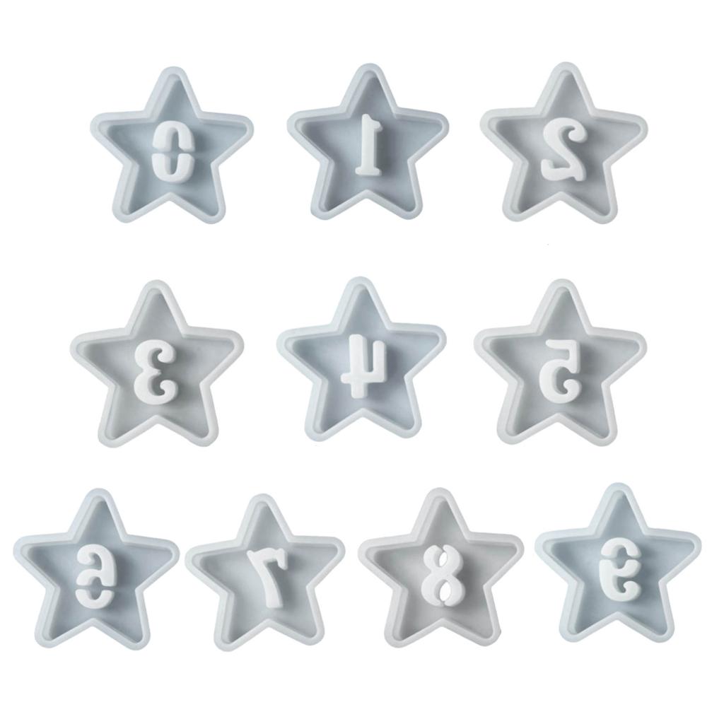 Hollow Number Silicone Molds Star Shape Casting Mould Epoxy Resin Mould DIY Baking Molds Candle Molds Home Decorations