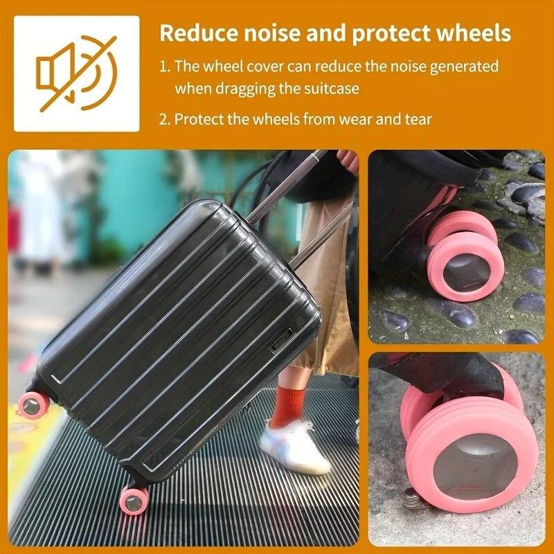 4/8PCS Luggage Wheels Protector Silicone Wheels Caster Shoes Travel Luggage Suitcase Reduce Noise Wheels Cover Accessories