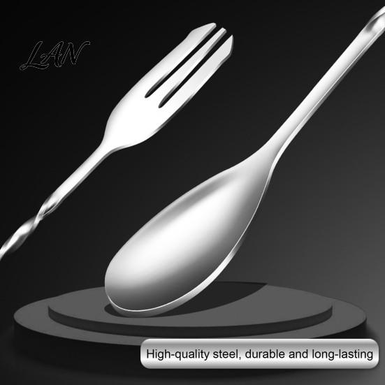 Stainless Steel Swizzle Stick Bar Spoon, Dual Head Cocktail Stirrer with Shaker Accessory Threaded Stem, Professional Long Handle Mixing Spoon