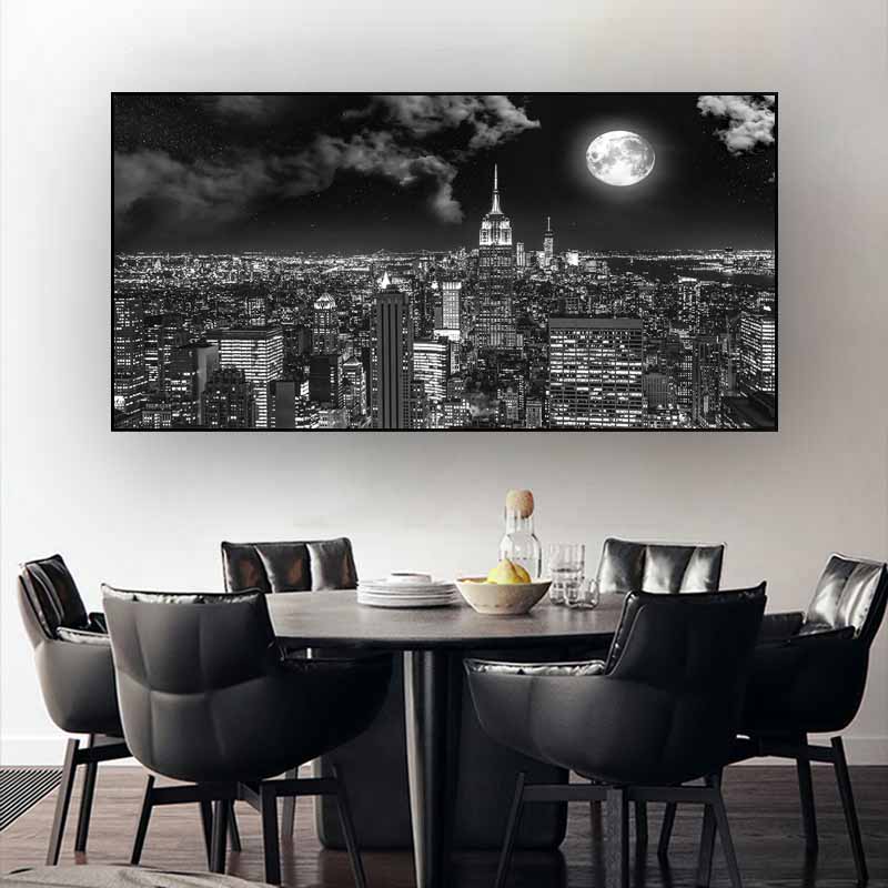 Горизонт Торонто, пейзаж, настенные художественные постеры и принты, черно-белые, вид на город Торонто, холст, живопись, художественные фотографии, домашний декор