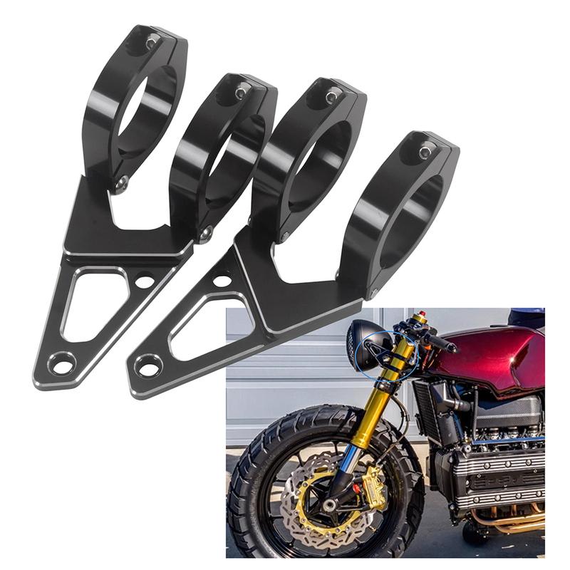 For BMW K Series K100 K75 42MM-43MM Motorcycle Headlight Mount Bracket Cafe Racer Front Fork Tubes Mount Round Aluminum Black